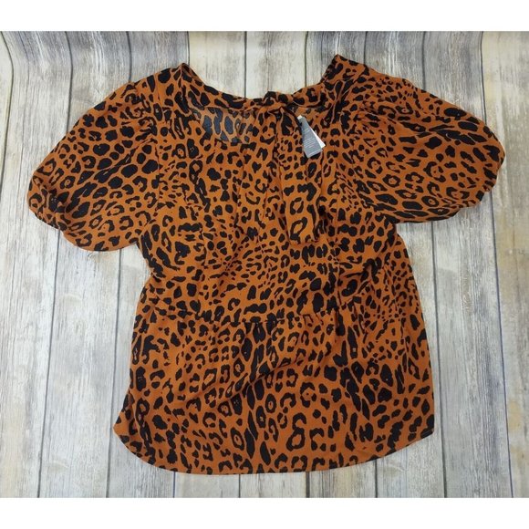 Lane Bryant Tops - Lane Bryant Illusion Collection Blouse Top Womens Size 18 Brown Animal Print New